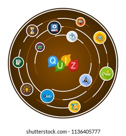 Quiz flat icons concept. Vector illustration. Element template for design.