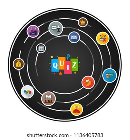 Quiz flat icons concept. Vector illustration. Element template for design.