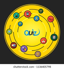 Quiz flat icons concept. Vector illustration. Element template for design.
