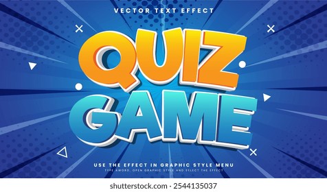 Quiz Game 3d Editable Text Effect Template suitable for Comic Style