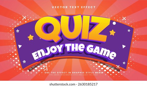 Quiz game 3d editável Efeito de texto modelo adequado para Cartoon Comic Style