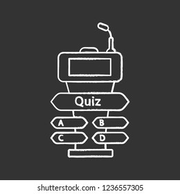 Quiz Game Buzzer Chalk Icon. Game Show Podium. Podium, Tribune, Stand For Intellectual Event. Trivia Contest. Isolated Vector Chalkboard Illustration