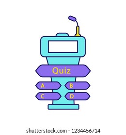 Quiz Game Buzzer Color Icon. Game Show Podium. Podium, Tribune, Stand For Intellectual Event. Trivia Contest. Isolated Vector Illustration