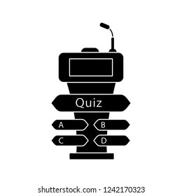 Quiz Game Buzzer Glyph Icon. Game Show Podium. Podium, Tribune, Stand For Intellectual Event. Trivia Contest. Silhouette Symbol. Negative Space. Vector Isolated Illustration