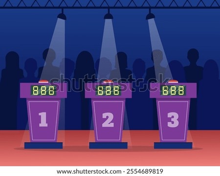 Quiz game empty stage interior design. Television trivia show. Vector stock	