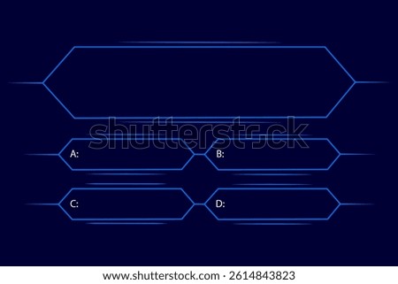 Quiz game. Interactive quiz design featuring four answer choices against a sleek blue and black background. Vector 