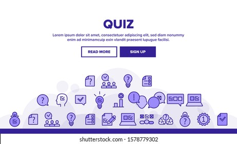 Quiz Game Landing Web Page Header Banner Template Vector. Question And Answer, Questionnaire And Information, Quiz Test And Think Illustration