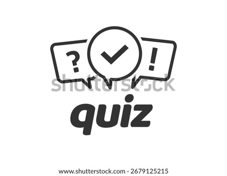 Quiz game logotype icon line stroke outline vector sign symbol graphic illustration, modern contest questionnaire survey logo label web 