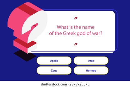 Quiz game menu template with 3d question symbol