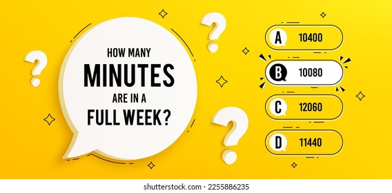 Quiz game menu, test questions choice. Template for TV show or trivia game. Riddle with question and answer options. Quiz game on yellow background with chat bubble. Vector illustration