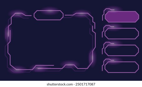 Quiz game questions or test menu choice templates with answers. Trivia contest, TV show layout with neon answer options. Four answers for knowledge exam. Vector cartoon illustration