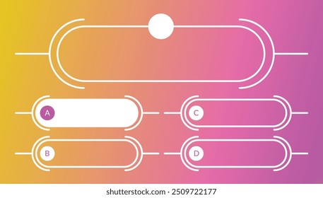 Quiz-Spiel-Fragen oder Testmenü-Auswahlvorlagen mit Antworten. Trivia-Wettbewerb, TV-Show-Layout mit Antwortmöglichkeiten. Vier Antworten für die Wissenstest. Vektorgrafik