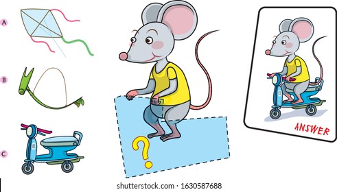 quiz game the rat ride the bike to travel cartoon vector character design