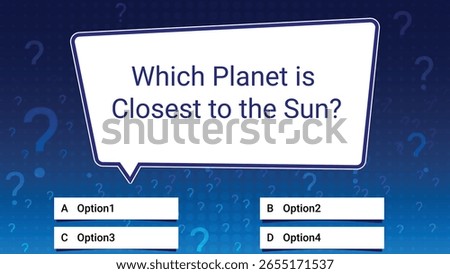 Quiz Game Template Blue – Which Planet is Closest to the Sun Question Slide