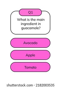 Quiz game test menu template. Quiz test lottery millionaire. Vector template. 