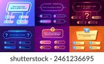 Quiz game ui. Game show template with question and answer, challenge exam with multiple choice, game show concept. Vector infographic. Questionnaire with multiple options in bubbles