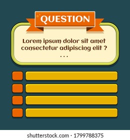 Quiz Game Vector Background Template. This Design Use Multiple Choice. Suitable For Answer, Question Or Education.