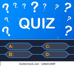 Quiz game vector illustration. Test, exam, answer, education, learning, internet, lottery. Vector stock illustration.