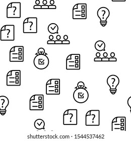 Quiz Game Vector Seamless Pattern Thin Line Illustration