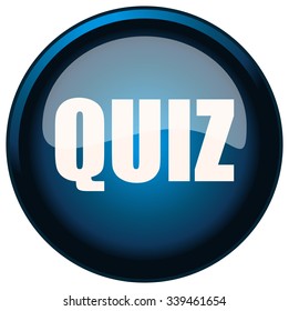 Quiz Glossy Round Button, Vector Illustration. 