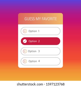  Quiz guess option  sticker. Quiz icon.  Correct and incorrect answers. Vector Illustration.