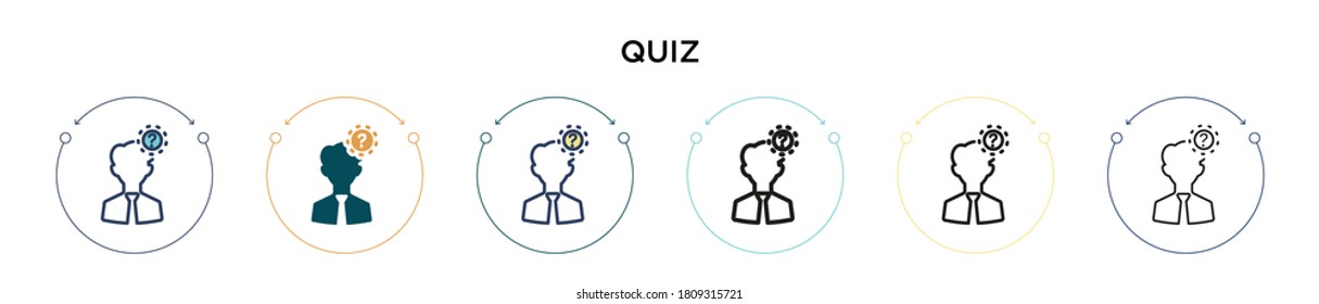 Quiz icon in filled, thin line, outline and stroke style. Vector illustration of two colored and black quiz vector icons designs can be used for mobile, ui, web