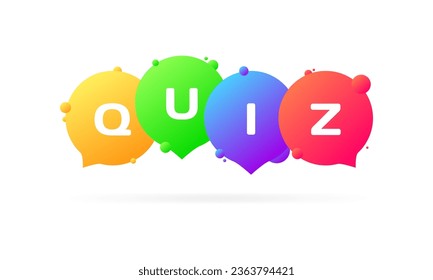 Quiz icon. Flat, color, letters in balls, quiz time icon. Vector illustration