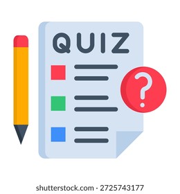 Quiz Icon Flat Style Vector Illustration