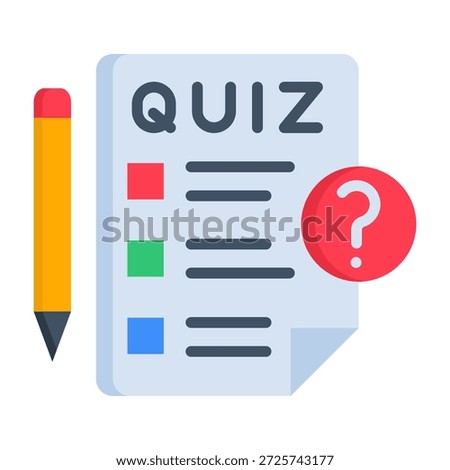 Quiz Icon Flat Style Vector Illustration