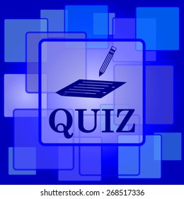 Quiz icon. Internet button on abstract background. 