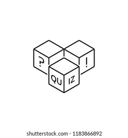 quiz icon like thin line cubes. flat style linear trend modern graphic lineart design art element isolated on white background. concept of quizz time game entertainment and examination button
