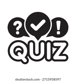 Icono de prueba con signo de interrogación, marca de verificación y signos de exclamación