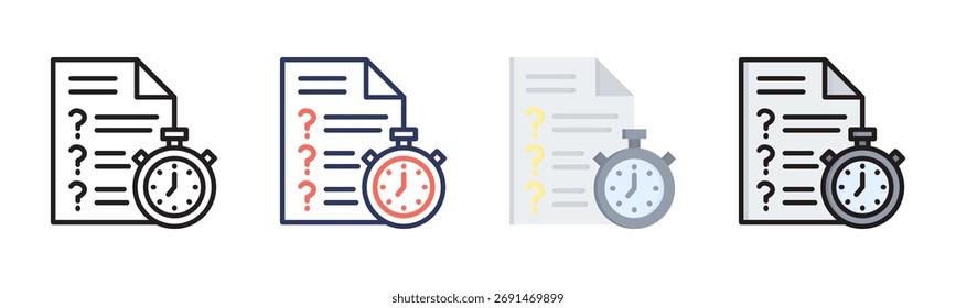 Quiz icon set multiple style collection