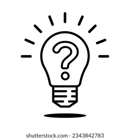 quiz icon with thin line minimal light bulb. linear trend modern simple lineart think outside the box logotype stroke design element isolated on white. concept of expert pictogram or visionary symbol