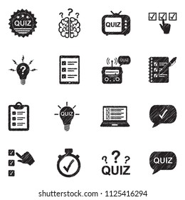 Quiz Icons. Black Scribble Design. Vector Illustration.