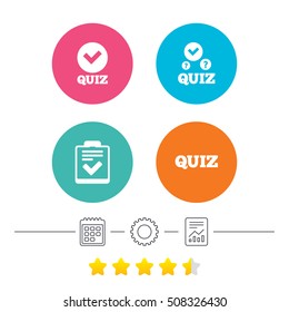 Quiz icons. Checklist with check mark symbol.