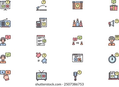 Quiz icons collection is a vector illustration with editable stroke.