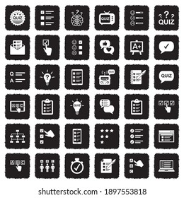 Quiz Icons. Grunge Black Flat Design. Vector Illustration.