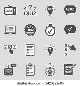 Quiz Icons. Sticker Design. Vector Illustration.