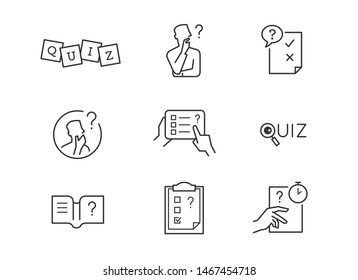 Quiz icons. Vector editable line.