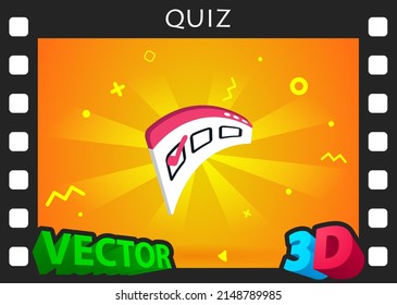 Quiz isometrisches Design Symbol. Vektorgrafik, Web-Illustration. 3D-Farbkonzept