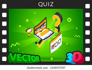 Quiz isometric design icon. Vector web illustration. 3d colorful concept