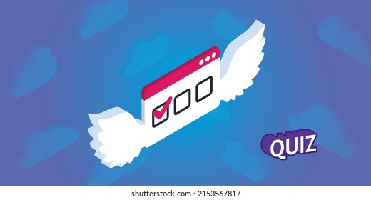 Quiz isometric design icon. Vector web illustration. 3d colorful concept