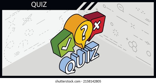 Quiz isometric design icon. Vector web illustration. 3d colorful concept