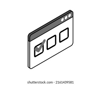 Icono de diseño isométrico del test. Ilustración web de vectores. 3.ª colorida concepción