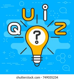 Quiz lamp line concept. Vector illustration. Element template for design.