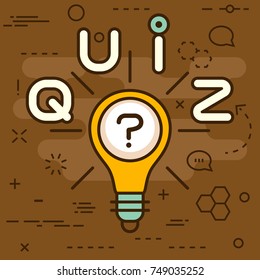 Quiz lamp line concept. Vector illustration. Element template for design.