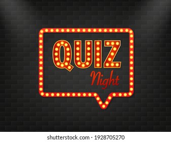 Quiz light on dark background. Retro illustration. Vector illustration design. Game sign.