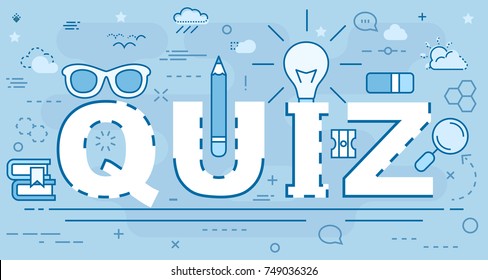 Quiz line concept. Vector illustration. Element template for design.