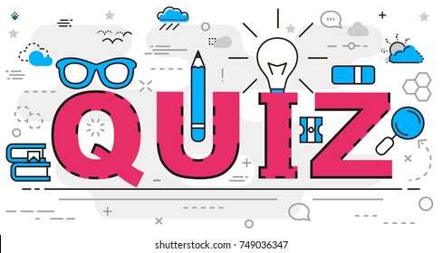 Quiz line concept. Vector illustration. Element template for design.
